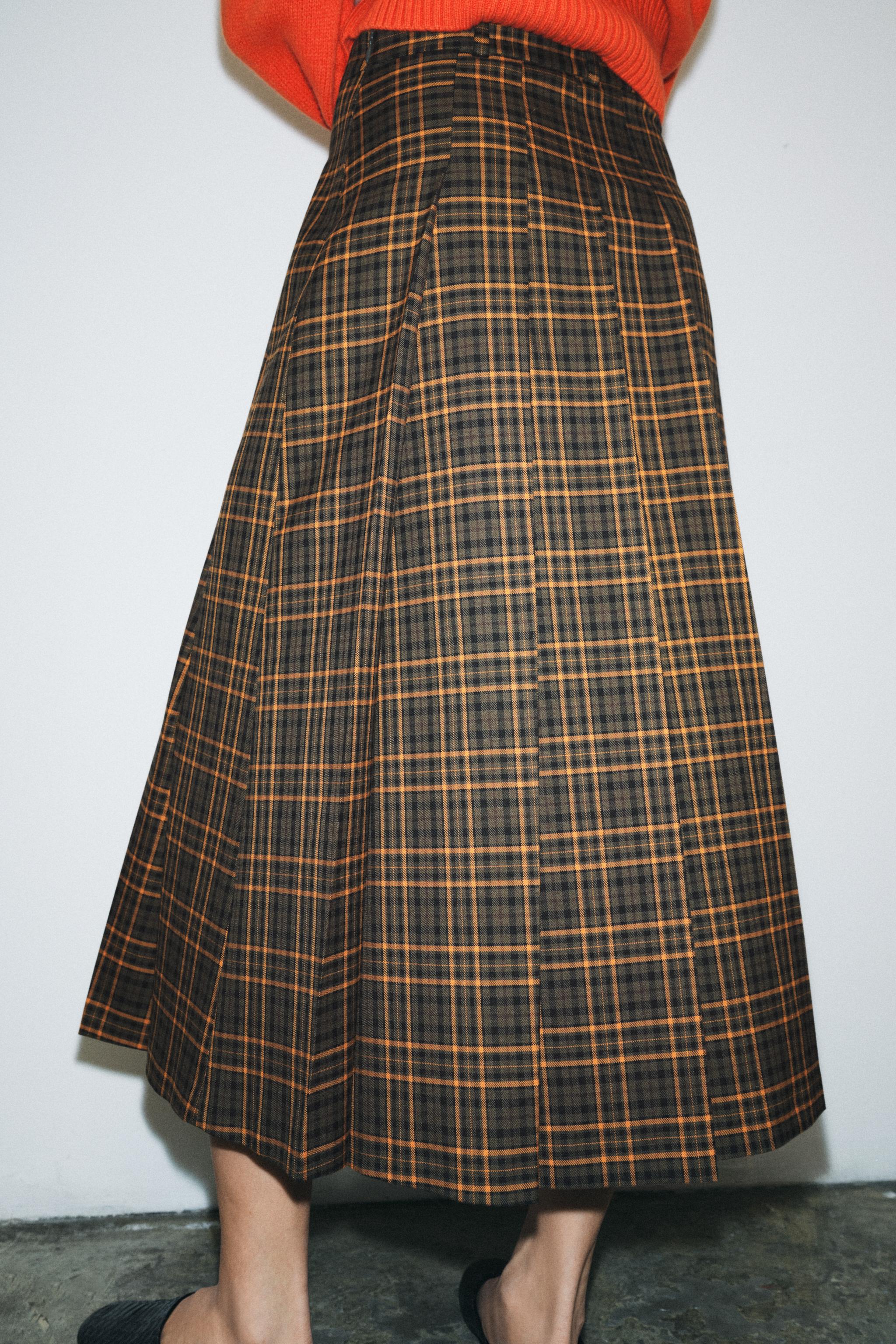 ZW COLLECTION PLAID MIDI SKIRT